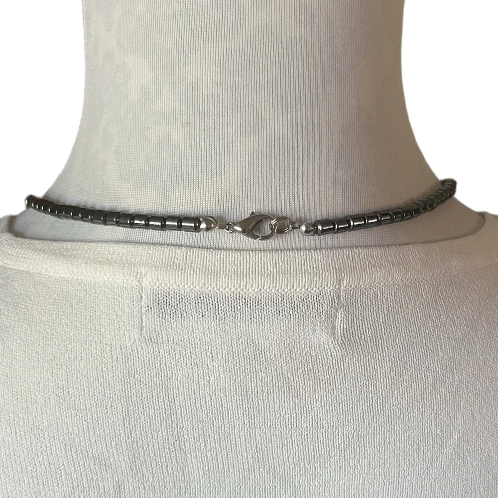 Genuine Hematite Beaded Necklace